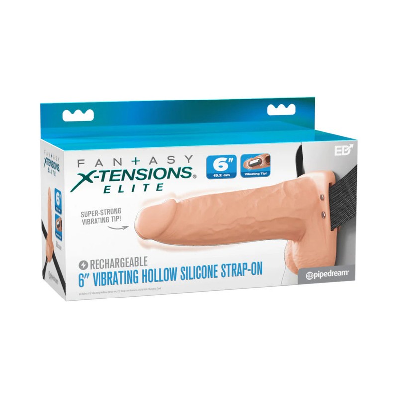 Pipedream FX Elite Vib Hollow Sili Strap-On 6in Li