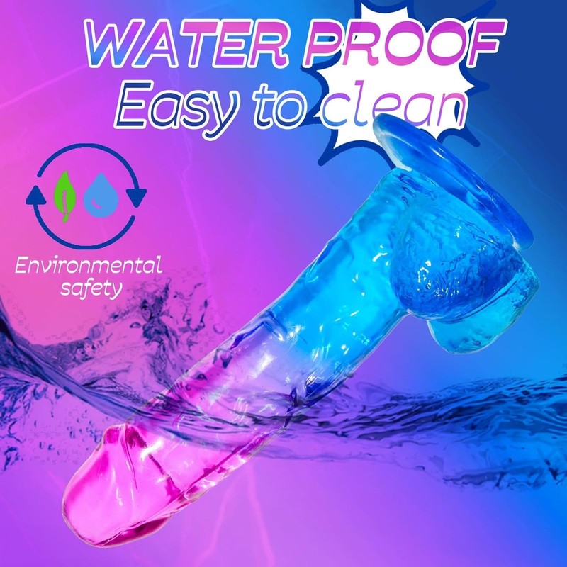 Hand-Free Play: 7.8 Inch Purple-Blue Silicone Dildo with Powerful Suction Cup gallery