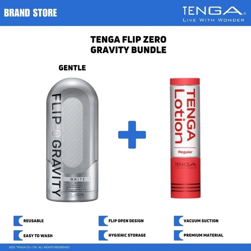 TENGA Flip Zero Gravity (white)Male Reusable Masturbator/Stroker & Lotion Bundle
