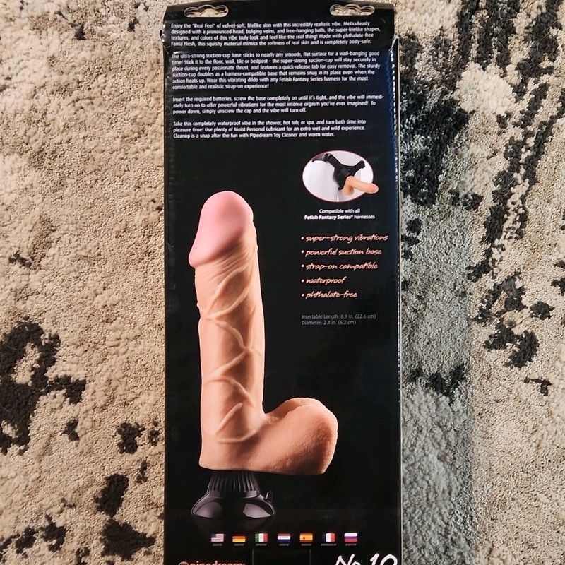 Real Feel Deluxe No. 10 Wallbanger Vibrating Dildo with Balls 10in - Vanilla gallery