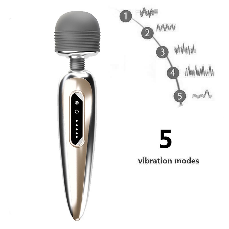 5 Speed Rechargeable Dildo Wand Vibrator Clit Stimulator AV Sex Toys For Women