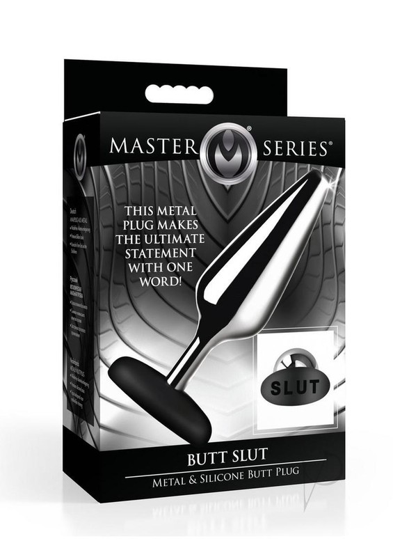 Master Series Butt Slut Metal & Silicone Butt Plug – Silver/Black
