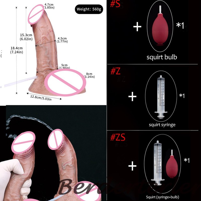 Lifelike Ejaculation Realistic Dildo Dual-layer Silicone Squirting with Sucker gallery