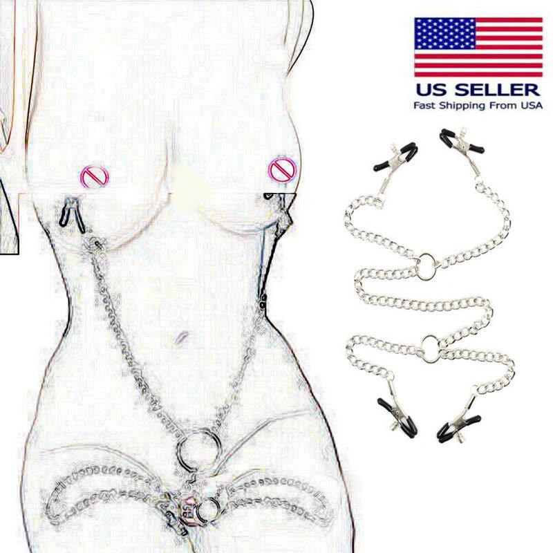 Female Nipple Clamps With Chain Leash Clitoris Labia Bondage Slave Sex Toys BDSM