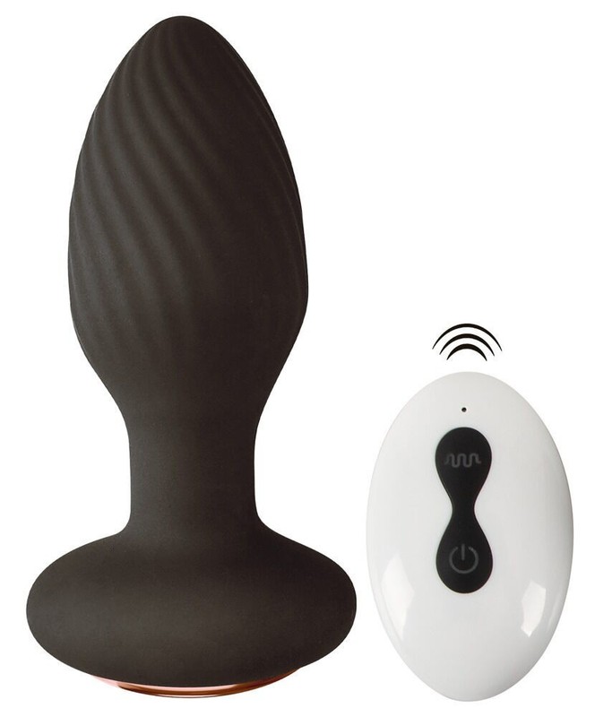 Vibrating Rotating Anal Plug with Rechargeable Silicone Remote Control Waterproof