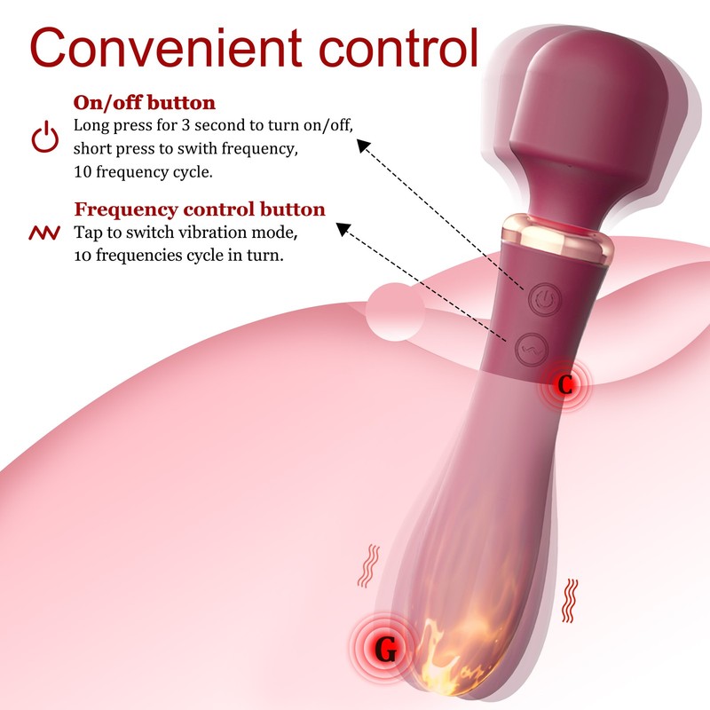 3-IN-1 Heating Double Heads Vibrator 20 Frequency Masturbation Sex Toys Massager gallery