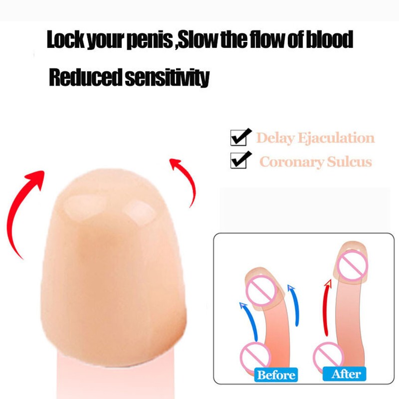 Penis Glans Sleeve Foreskin Extension Cock Ring Enlargement Sex Toy Male Condom gallery