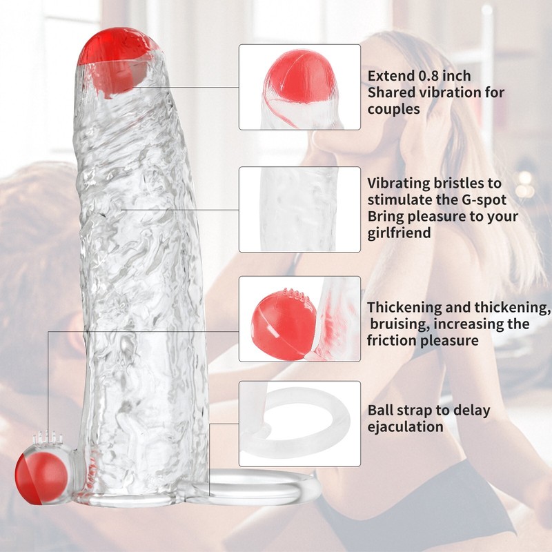Vibrating Penis Sleeve Cock Sleeve Penis Extender Enlarger Cock Ring Men Sex Toy gallery