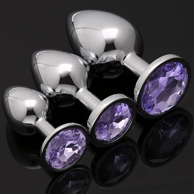 3Pcs Anal Butt Plug STAINLESS Set Sex Toy Women Men Couple Metal Dildo Jewel gallery