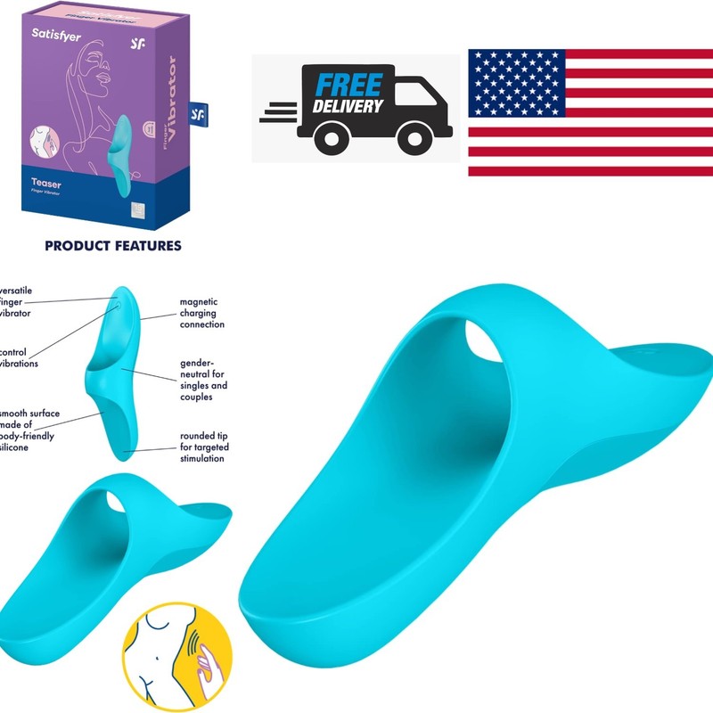 Teaser Vibrator Silicone Finger Toy Light Blue 12 Intensity Levels for Pleasure