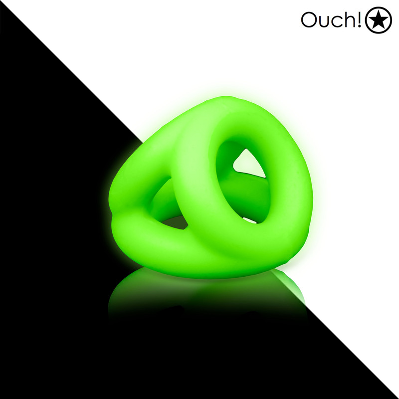 Ouch! Glow in the Dark Cock Ring Phallic Ring with Fluorescent Green Strap