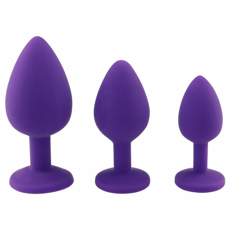3 Size Silicone Gem Anal Training Plug Kit Anal Sex Toys for Men Women Couples