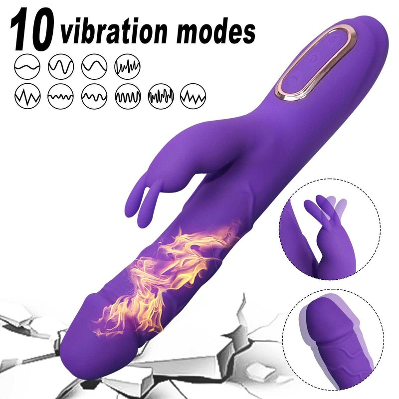 Rechargeable Heating Rabbit Vibrator Dildo G-spot Massager Sex Toy For Women US gallery