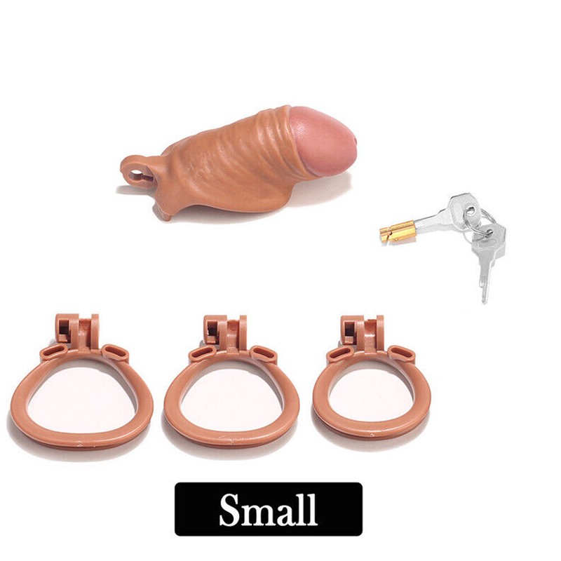 S M L 3D Male Chastity Cage Device Realistic Men Lock Belt 4 Rings Padlock Toys