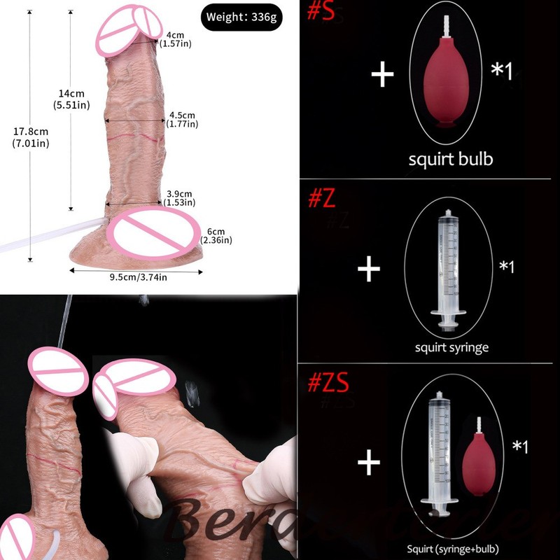 Lifelike Ejaculation Realistic Dildo Dual-layer Silicone Squirting with Sucker gallery