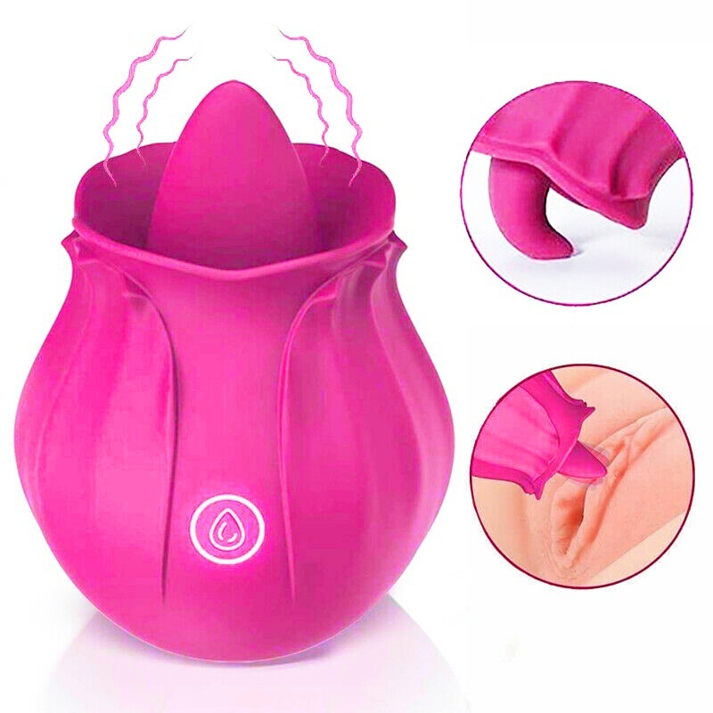 Rose Clit Licking Vibrator Oral Tongue Patting G-Spot Dildo Sex Toys for Women