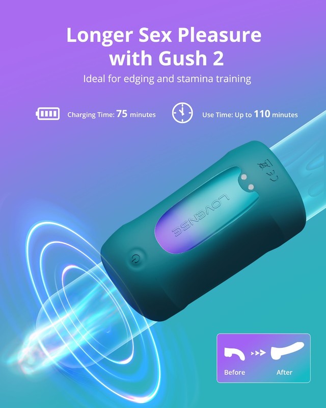 LOVENSE Gush 2 Automatic Male Masturbator+Diamo Vibrating Penis Ring Sex Toys gallery