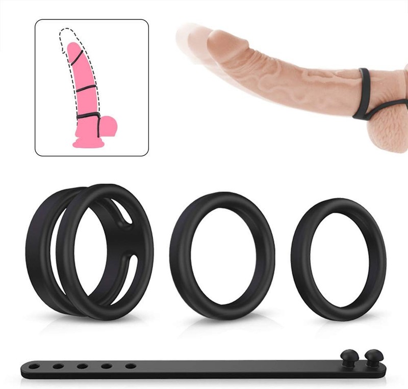 Male Adjustable Silicone Penis Cock Ring Enhancer Prolonging Delay Ejaculation