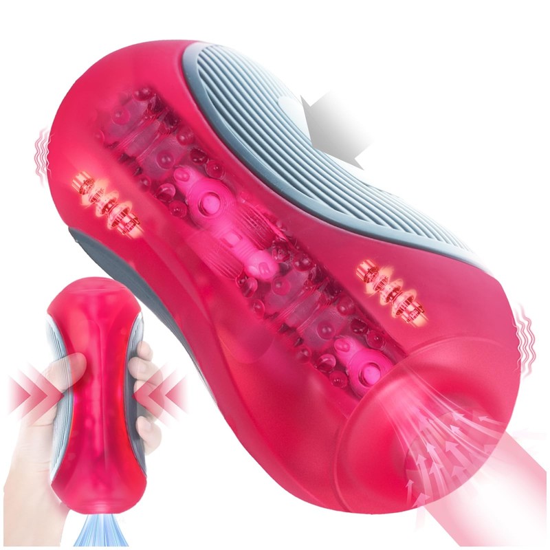 Squeezable Jelly Sleeve Manual Sucking Male Masturbator Adult Sex Toys Red