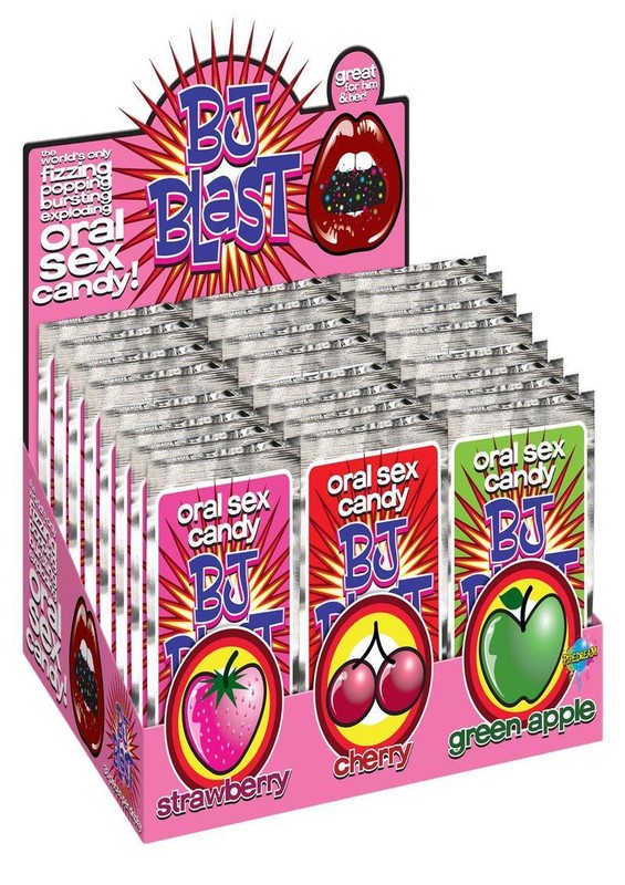 BJ Blast Oral Sex Candy - Asst. Flavors Display of 36 Strawberry, Cherry, Apple