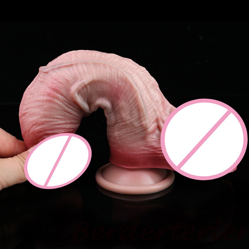7.95'' Realistic Deep Veins Double Layer Dildo Dual-Layer Silicone Anal Sex Toys gallery