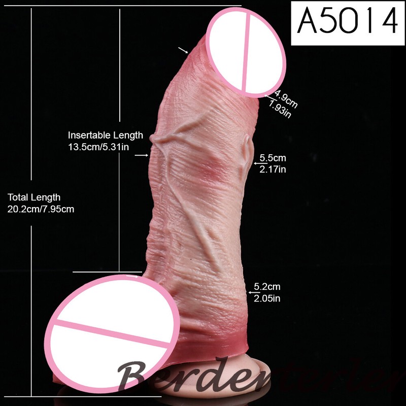 7.95'' Realistic Deep Veins Double Layer Dildo Dual-Layer Silicone Anal Sex Toys gallery