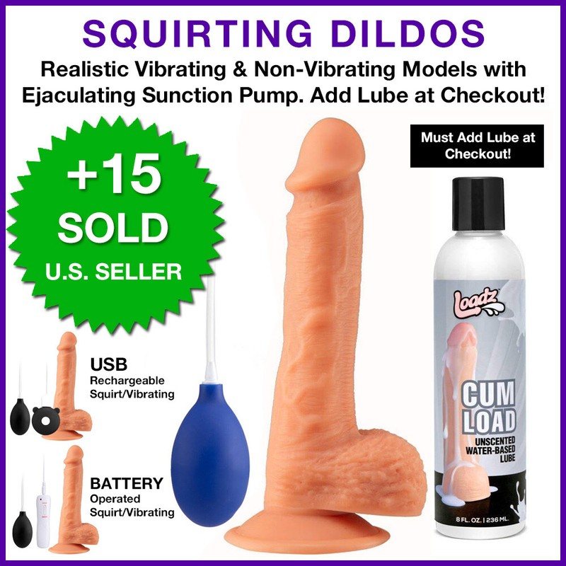 Realistic Dildos Vibrators & Squirting Cum Ejaculating Penis w/ Suction Cup