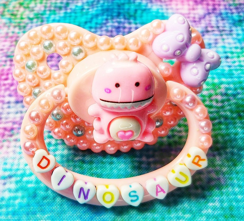🦖 ROAR-SOME CUDDLES! Handmade Pink Dino Adult Deco Pacifier 🌸