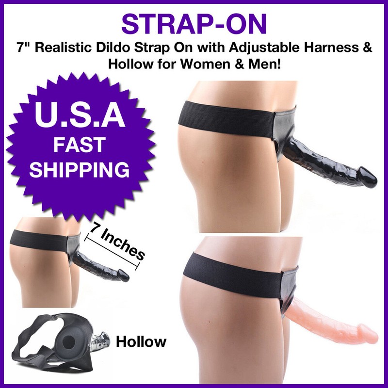 Hollow Strap-On Dildo G-Spot Adult Waterproof Massager Realistic Sex Men Toy 7&Prime;
