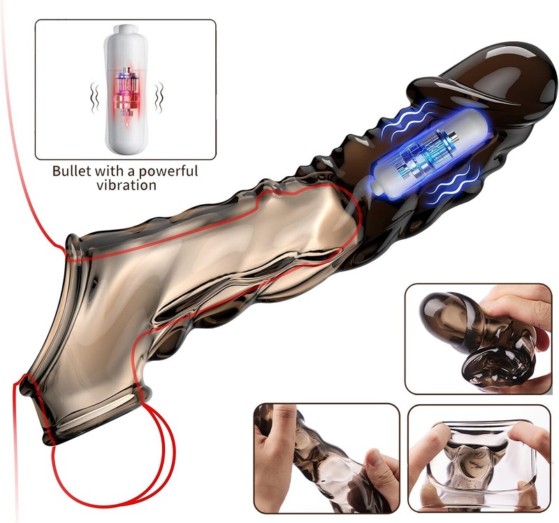 Male Cock-Girth-Enlarger-Enhancer-Huge-Penis-Extension-Extender-Sheath-Vibrator gallery