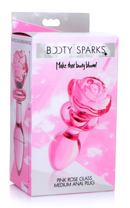 Pink Rose Borosilicate Glass Anal Plug Medium Booty Sparks Ass Butt Play US SHIP gallery