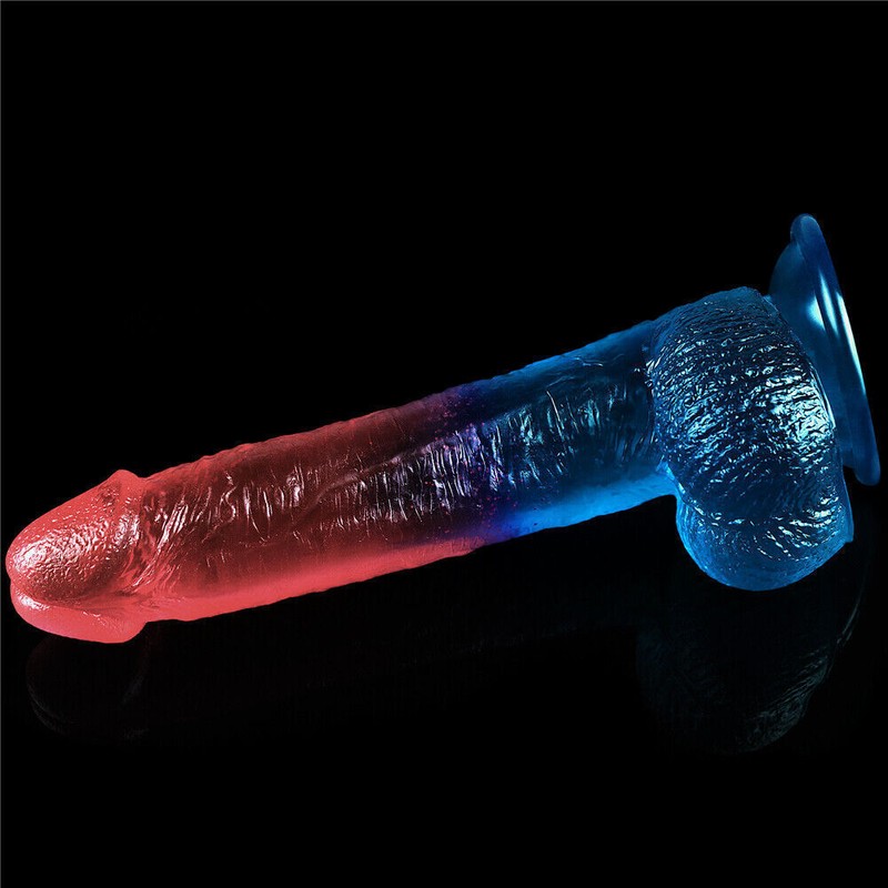 Unisex Strap-On Harness Kit with 9 inch Suction Cup Dildo & 2 O-Rings Red / Blue gallery