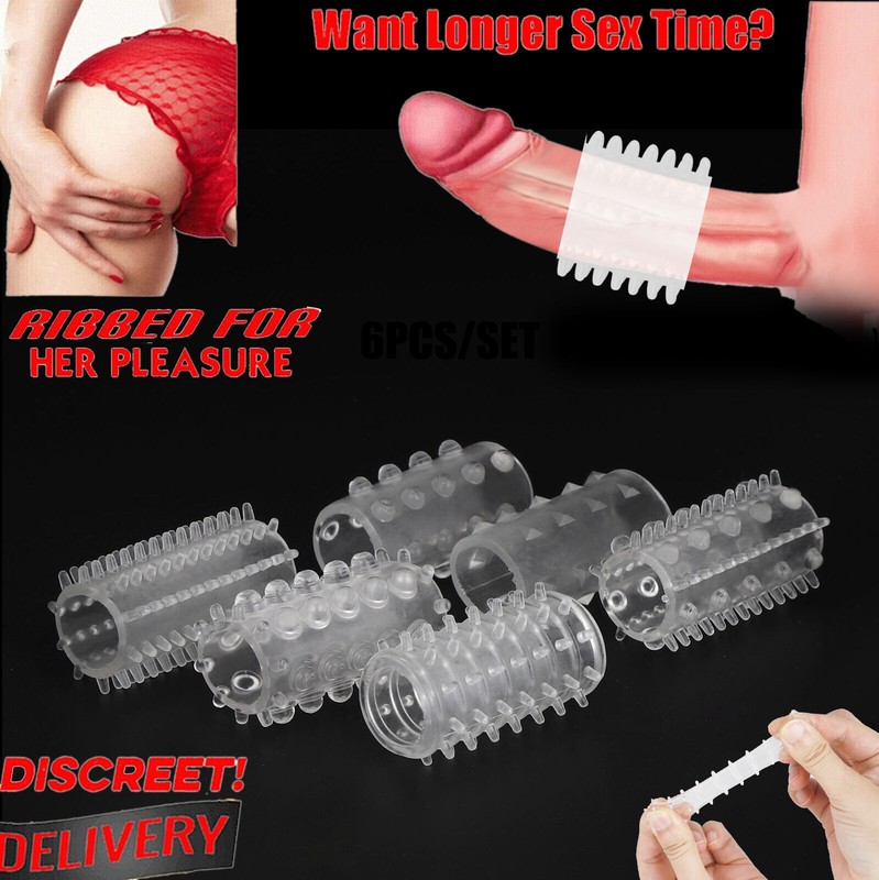 6PCS Cock Sleeves Set Penis Rings Silicone Extension Extender Sex-Toys for Men
