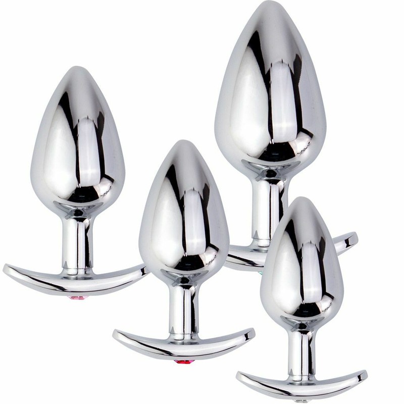 Woman Jewel Metal Anal Butt Plug Orgasm Stimulator Adult Sex Toy Beginner 3 Size gallery