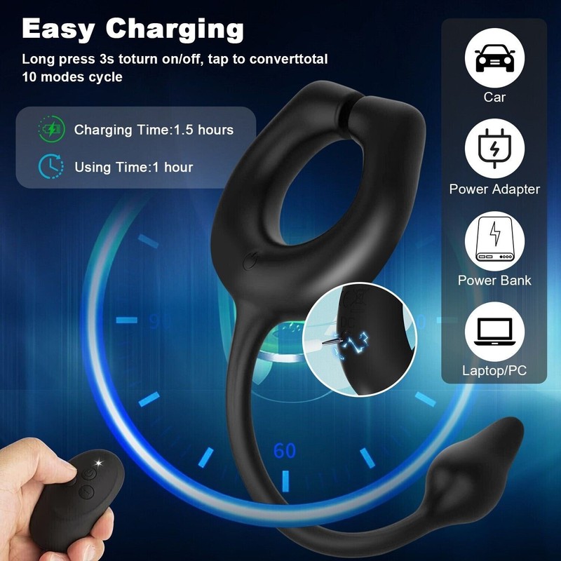 Men Penis Cock Ring Vibrator G-spot Dildo Massager Sex Toys For Women Couples gallery