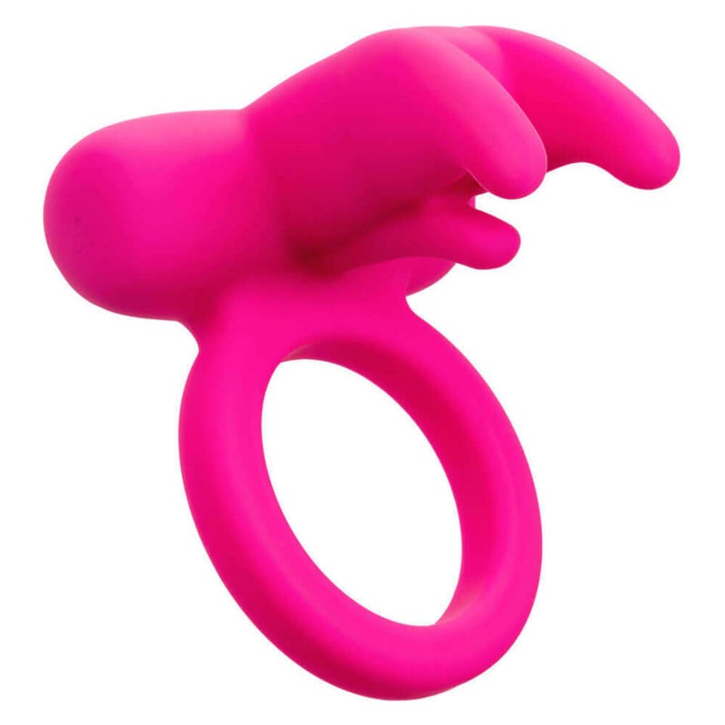 Rechargeable Vibrating Silicone Cock Ring Triple Clit Flicker Pink gallery