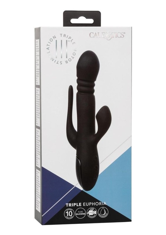III Triple Euphoria Rechargeable Silicone Stimulating Vibrator – Black