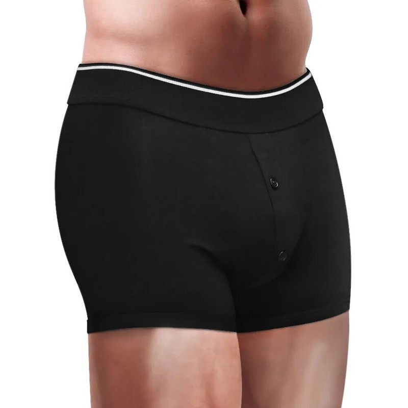 STRAP ON BOXER BRIEF BLACK PANTS NEW INCLUDES DILDO HARNESS ADULT PLAY XL~j10