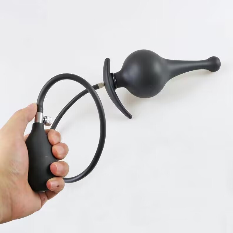 Inflatable Expander Dildo Anal Plug with Metal Massager Bead Prostate SM Sex Toy gallery