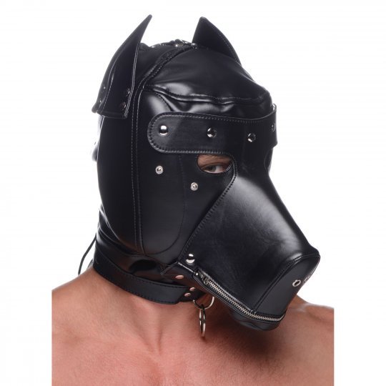 Muzzled Universal BDSM Puppy Dog Hood with Removable Muzzle