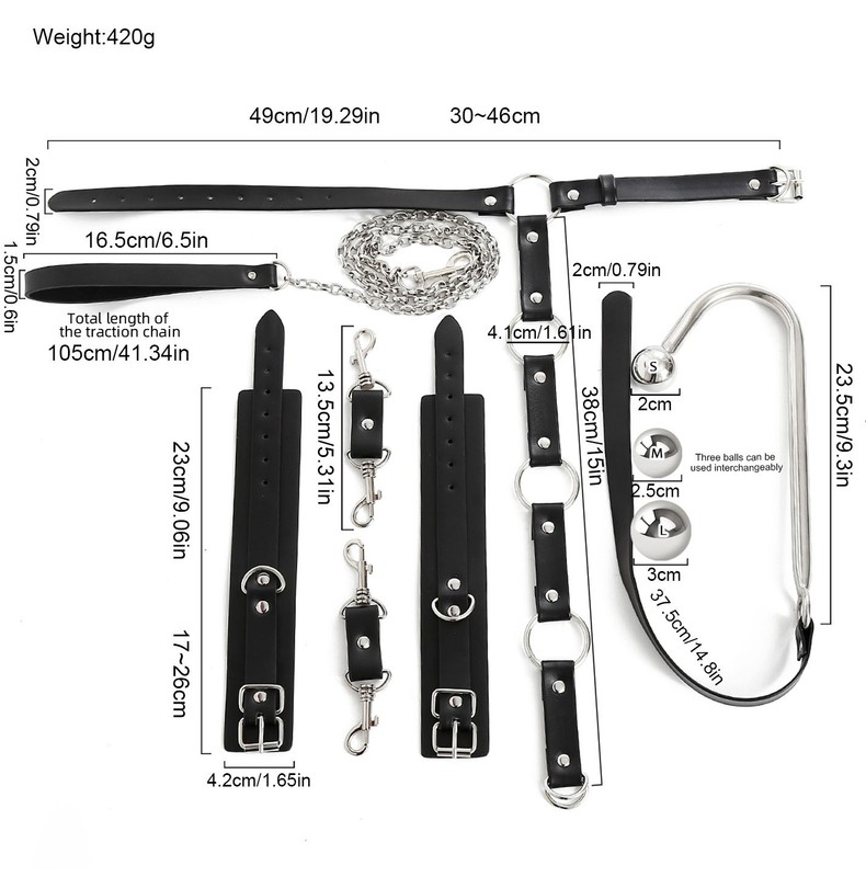 Bondage Set with Anal Butt Hook Handcuffs Collar Restraints Sex Toy for Couples gallery