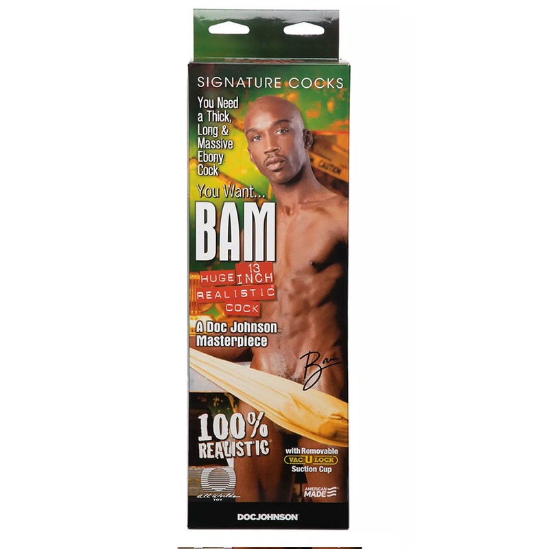 Doc Johnson Bam Huge 13&Prime; Realistic Cock Black – Dildo w Vac-U-Lock Suction Cup