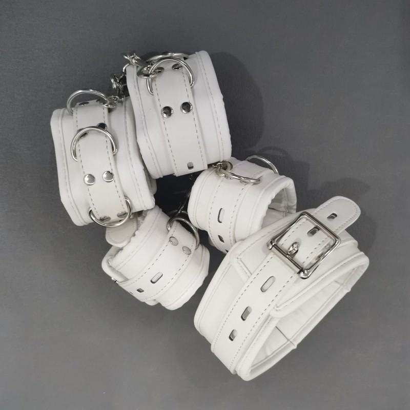 PU Leather Handcuffs&Ankle Cuffs&Collar Restraint Kit Set Bondage BDSM Sex Toy gallery