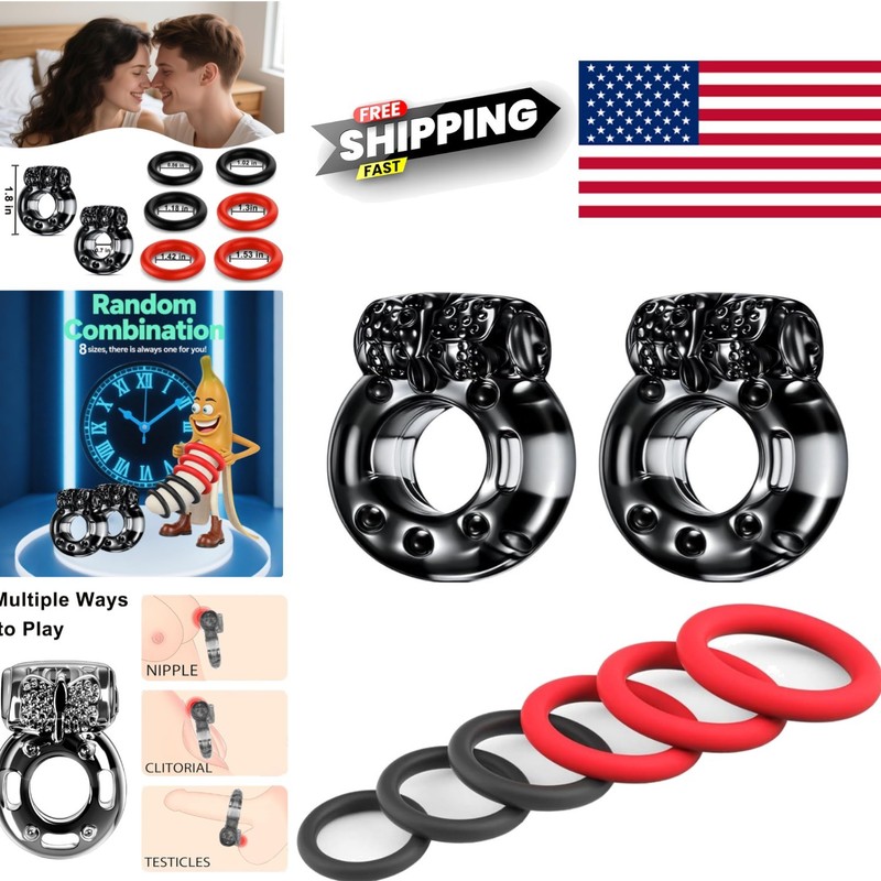 Stretchy Silicone Cock Rings 8 Pack Vibrating for Enhanced Sexual Pleasure