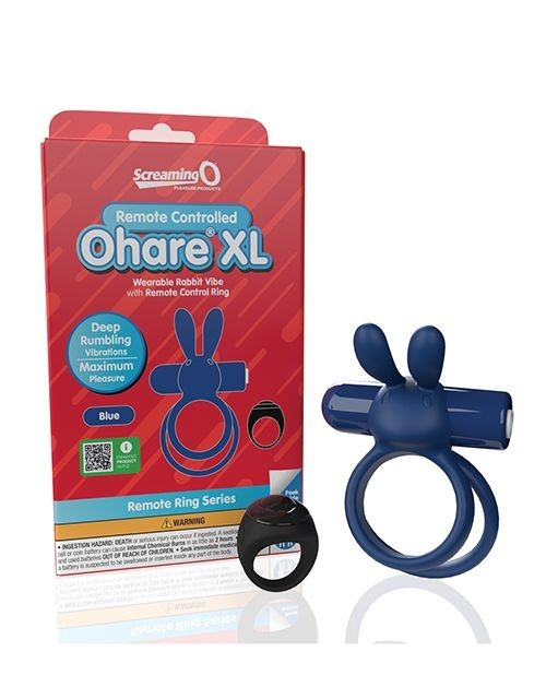 Screaming O Ohare Remote Controlled Vibrating Ring – XL Blue