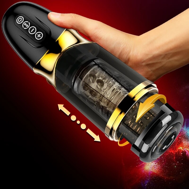 Male-Masturbator-Automatic-Telescopic-Rotation-heating-Vagina-Real-Pussy Sex Toy