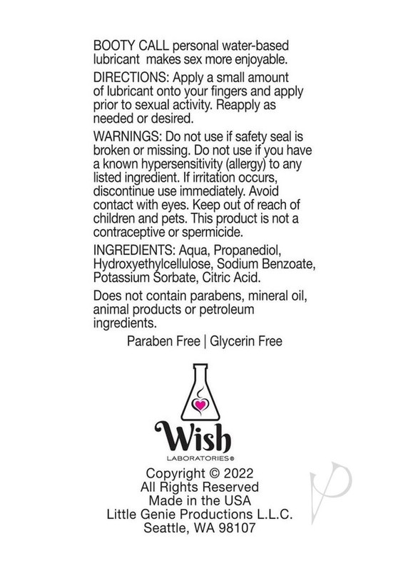 Bootycall Water Based Lubricant 4oz gallery