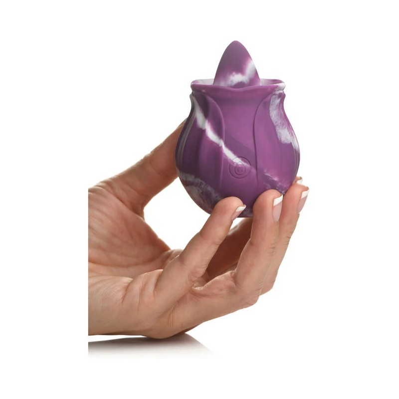 Curve Toys Gossip Cum Into Bloom Rechargeable Silicone Licking Rose Purple Twirl gallery