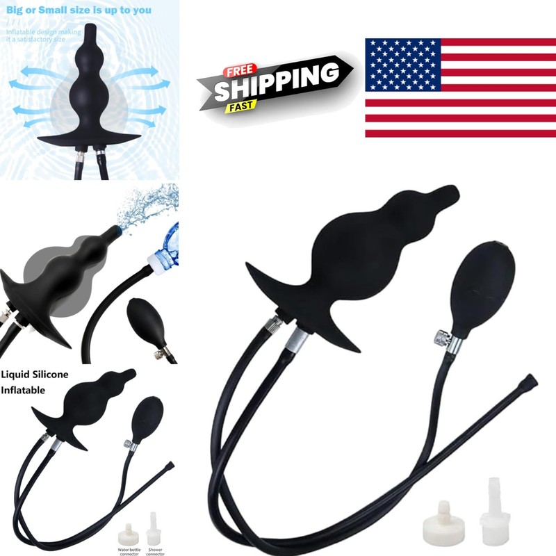 Inflatable Silicone Anal Plug Douche for Couples Anal Training and Flushing