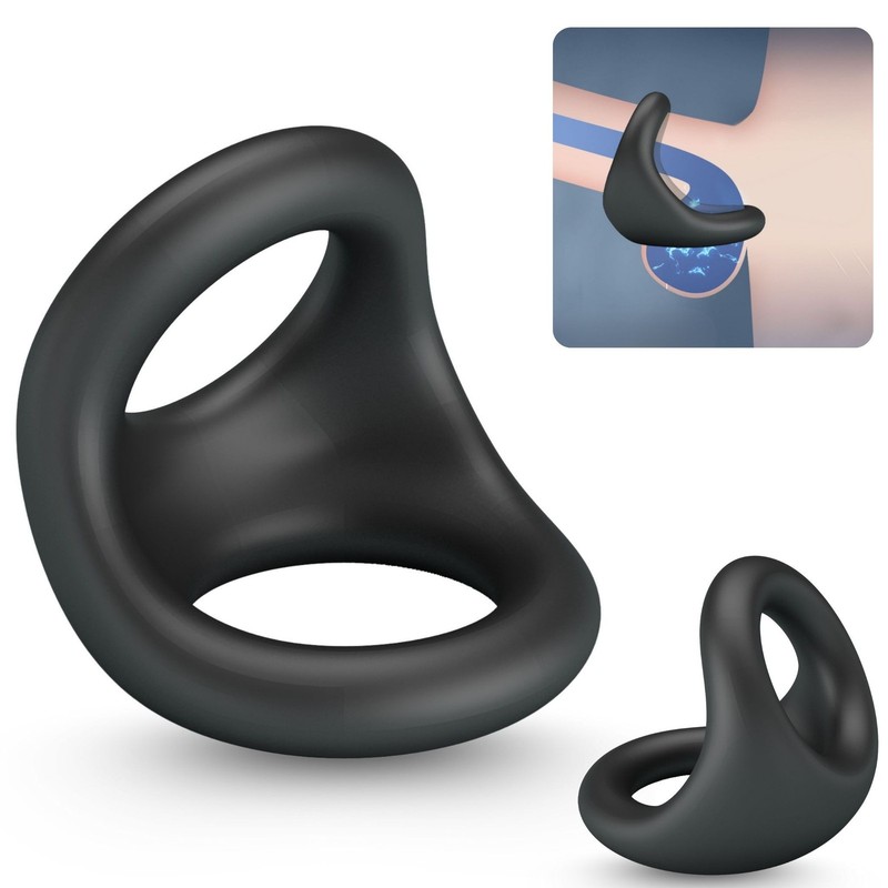Soft Silicone Snug Tugger Penis Enhancer Dual Support Cock and Balls Ring